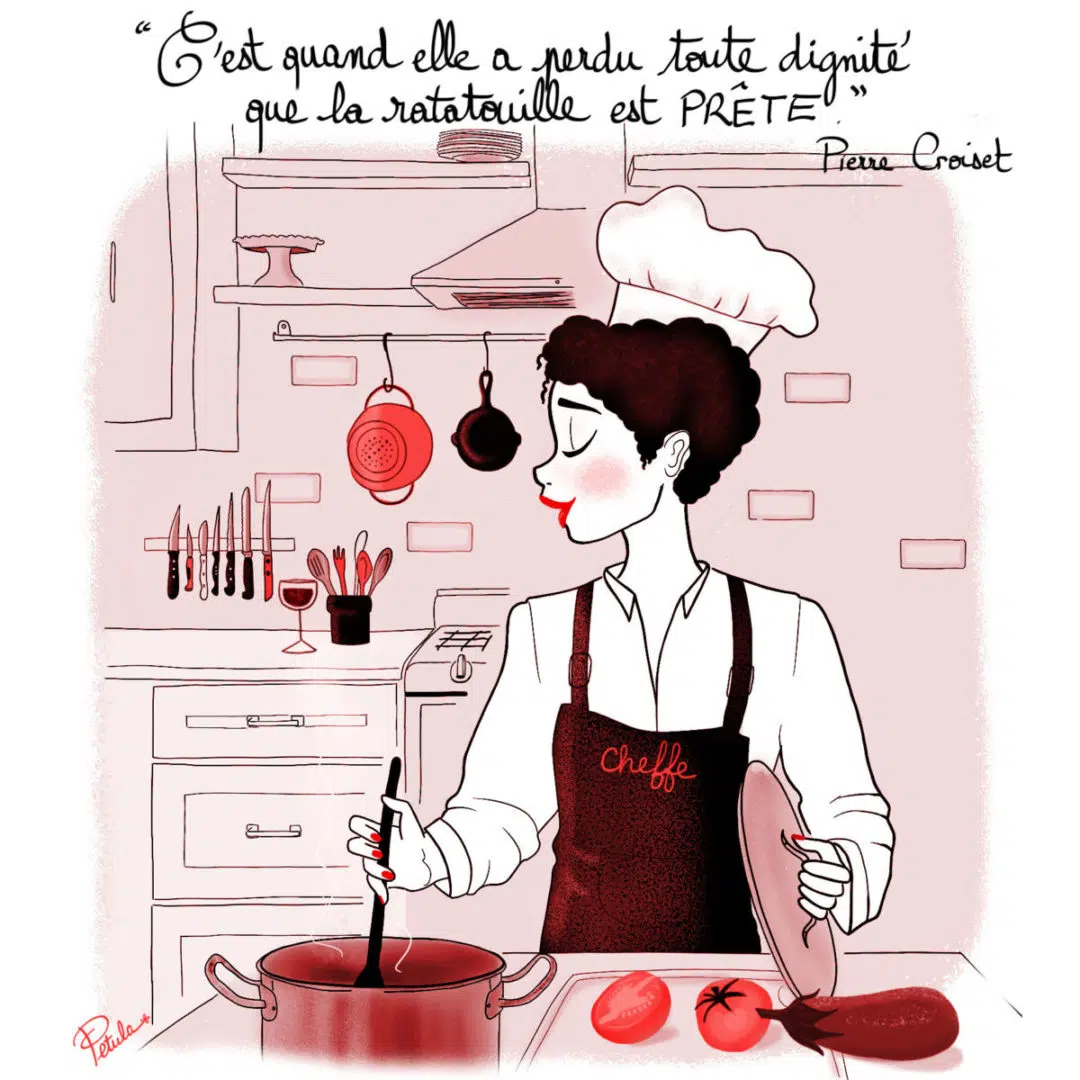 Petula Rocher illustratrice Genève Vaud suisse romande ratatouille cuisine chef cheffe tomate