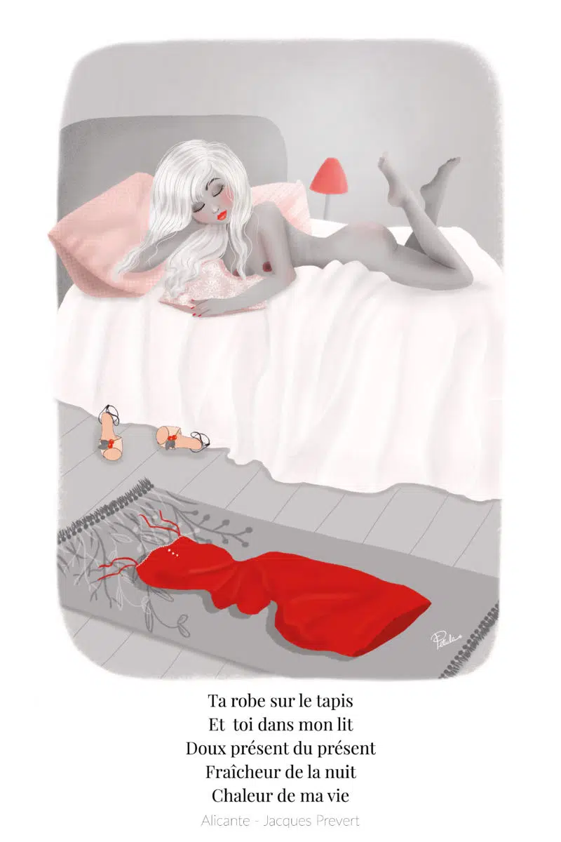Petula Rocher illustratrice Genève Suisse Canton de Vaud citation Jacques Prévert Alicante chaleur amour