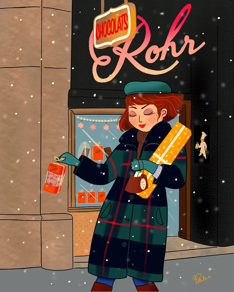 illustration PETULA ROCHER chocolatier chocolat boutique Genève Rohr